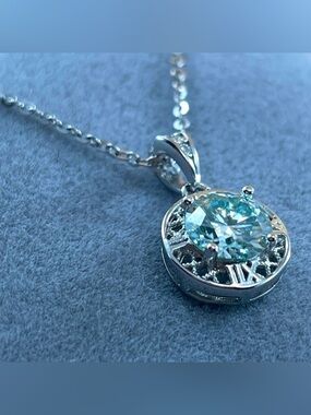 1ct Moissanite Round Cut Sterling Silver Fine Pendant Necklace